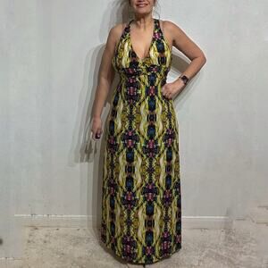 Club Metro Green Maxi Dress Sz 2X